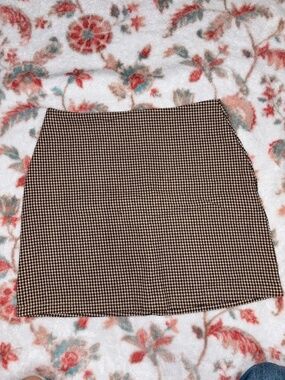 Brown plaid mini skirt